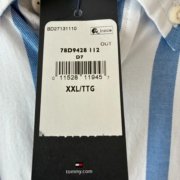 NWT Tommy Hilfiger Oxford Button Down Shirt Blue Striped XXL - Picture 6 of 6